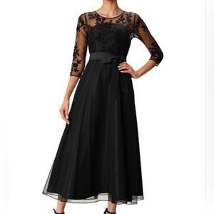 eshakti Floral Embroidery Illusion Tulle & Dupioni Dress - size 22 - never worn